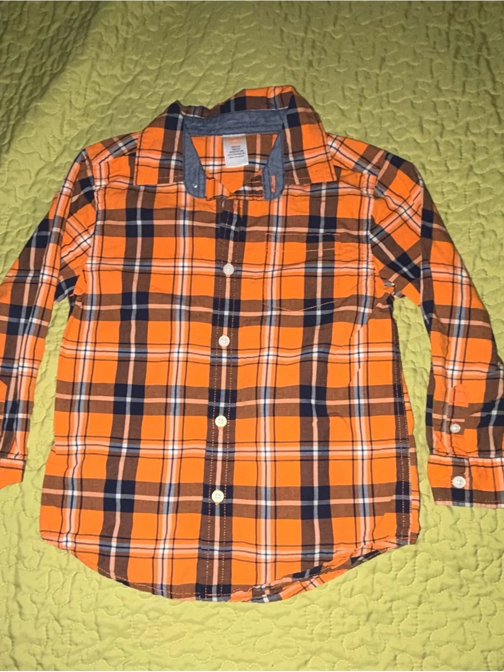 Boy’s Gymboree Orange Navy Plaid Button-Down Shirt